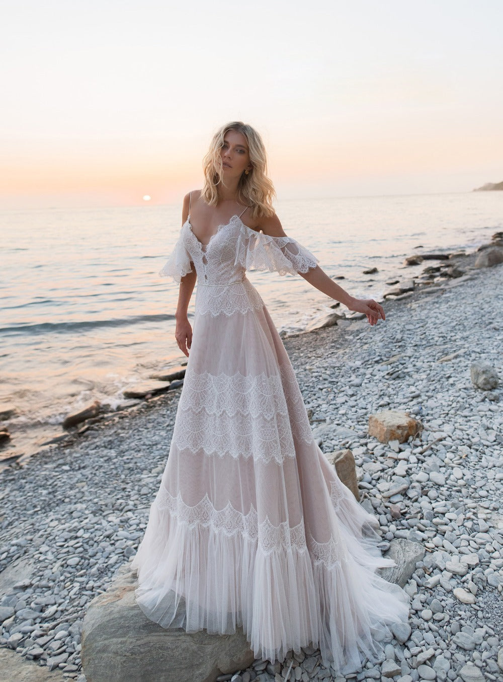 51 Beach Wedding Dresses Perfect For Destination Weddings | Beach wedding  dress boho, Lace beach wedding dress, Beach wedding gown